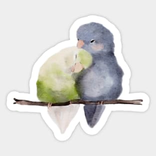 Budgies in Love Watercolor Sticker